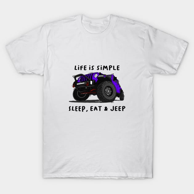 American Jeep Purple T-Shirt by 4x4 Sketch